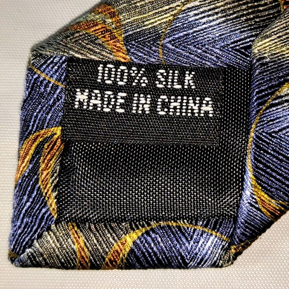 Vintage Screenplay by Martin Wong 💯 Silk Men's Necktie 60-63" x 4" Blue/Gold - Picture 6 of 8